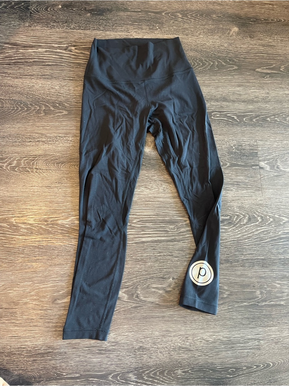 lululemon athletica cropped Black High-Waist Leggings with Pure Barre Logo